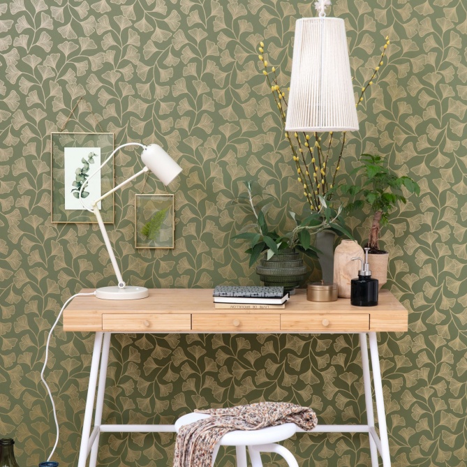 Papel Pintado Hojas de ginkgo dibujadas - MACALA 02 | MURAKE - 86312