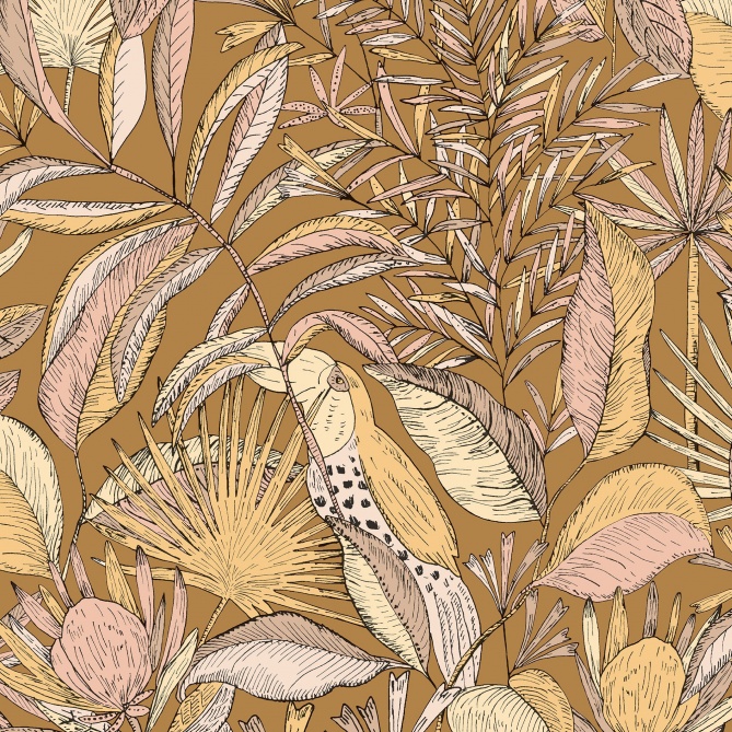 Papel Pintado Follaje tropical con tucanes - FOSFENOS 03 | MURAKE - 86223