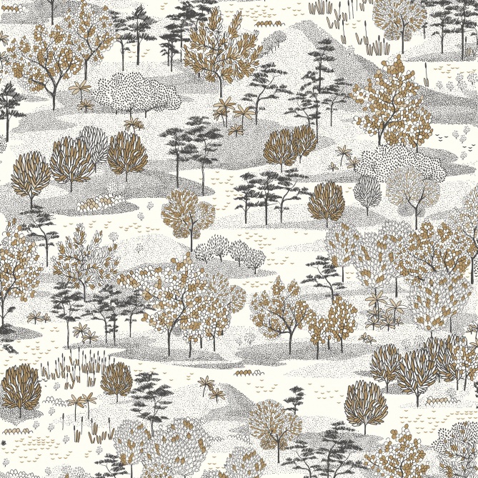 Papel Pintado Jardines con pequeños árboles - RECAZO 02 | MURAKE - 86247