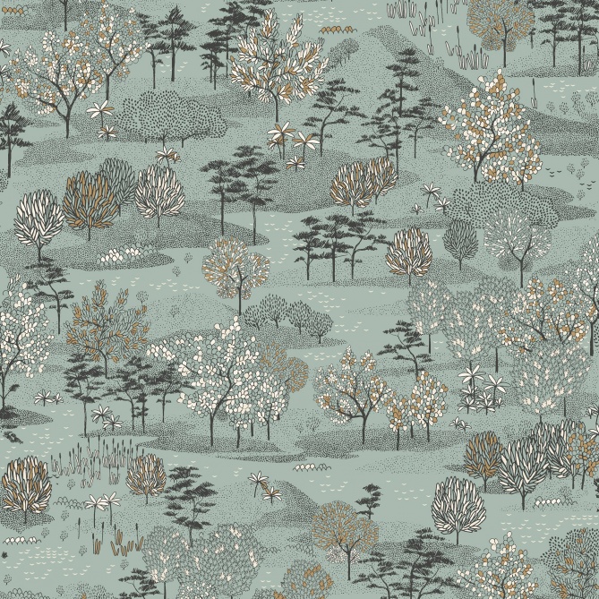 Papel Pintado Jardines con pequeños árboles - RECAZO 04 | MURAKE - 86249