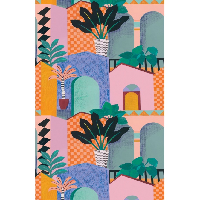 Mural Pueblo abstracto y plantas - TAPIRIA  | MURAKE - 86128