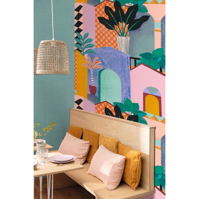 Mural Pueblo abstracto y plantas - TAPIRIA  | MURAKE - 86128