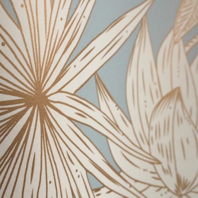 Papel Pintado Hojas y flores tropicales yuxtapuestas - GORDIMA 03 | MURAKE - 86343