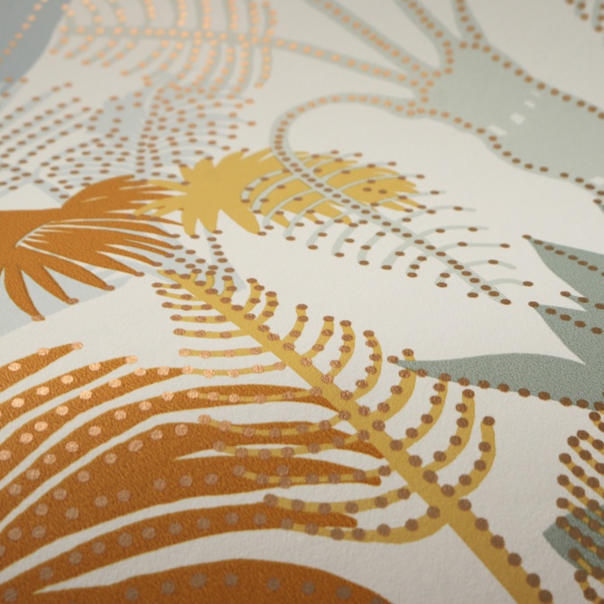 Papel Pintado Jungla tropical con lunares dorados - BENODET 03 | MURAKE - 86393