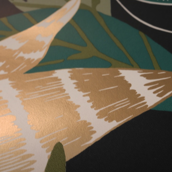 Papel Pintado Lémures entre follaje tropical - ARCACHON 05 | MURAKE - 86405