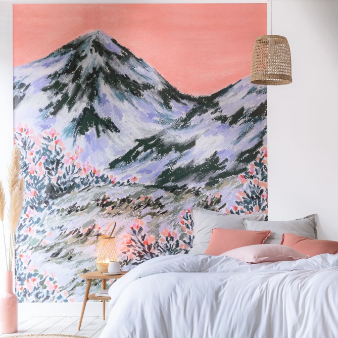 Mural Montañas acompañadas de flores - DRANG  | MURAKE - 85874