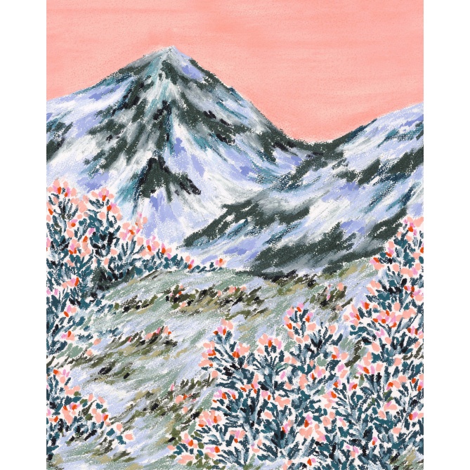 Mural Montañas acompañadas de flores - DRANG  | MURAKE - 85874