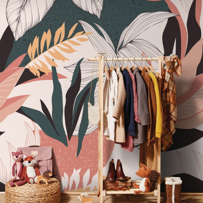 Mural Motivo tropical acompañado de terrazo - FLATEYRI  | MURAKE - 85880