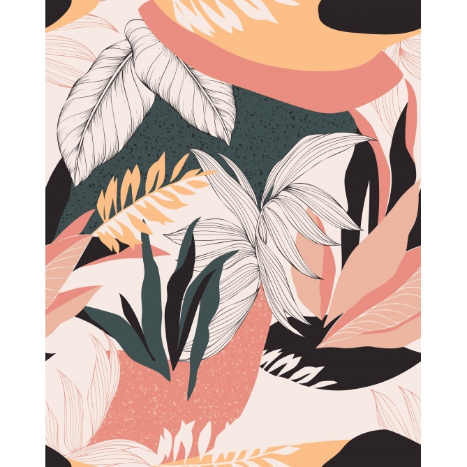 Mural Motivo tropical acompañado de terrazo - FLATEYRI  | MURAKE - 85880