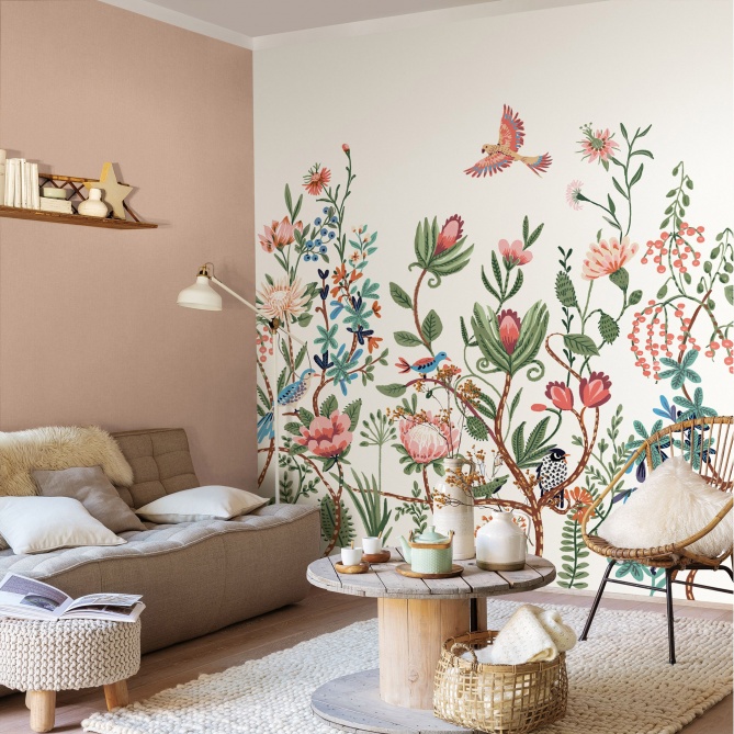 Mural Flores y pájaros - HOLAR  | MURAKE - 85898