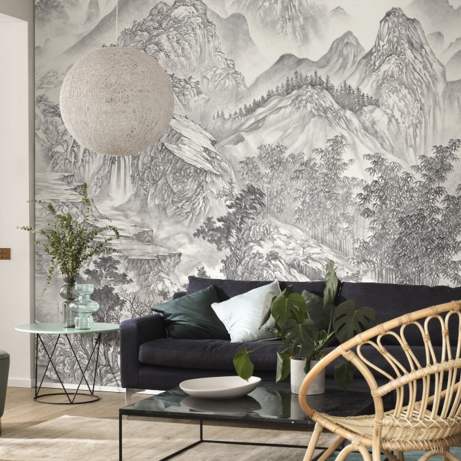 Mural Montaña dibujada en carbón - MAVIK  | MURAKE - 85902