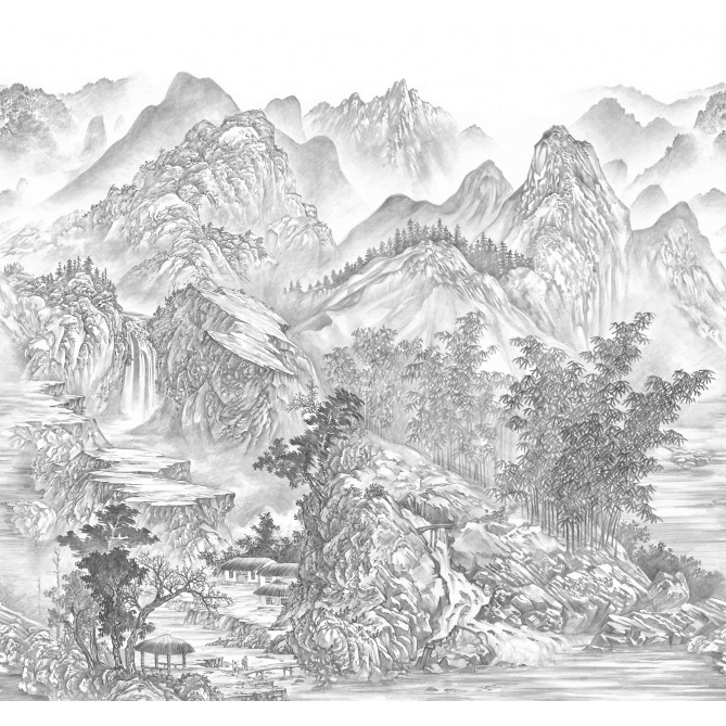 Mural Montaña dibujada en carbón - MAVIK  | MURAKE - 85902