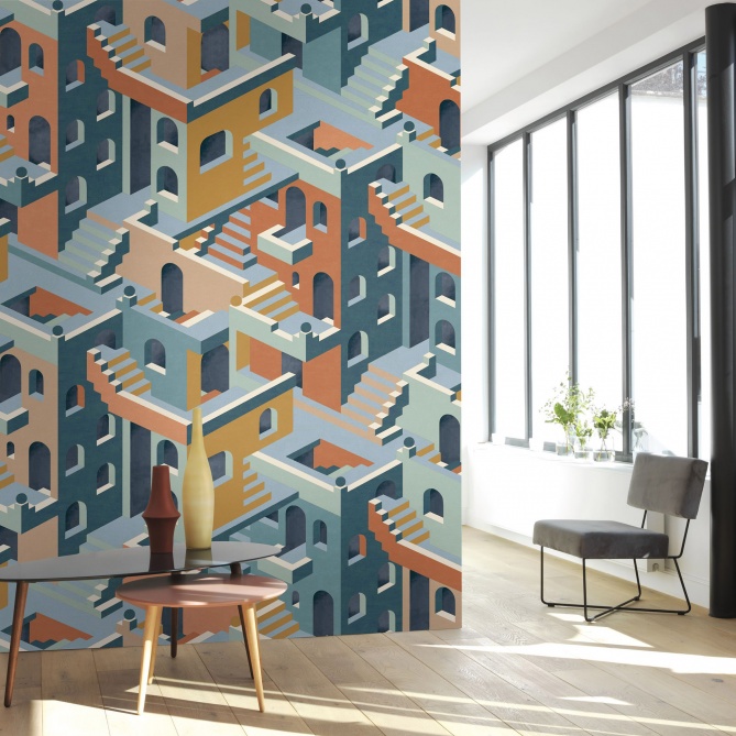 Mural Ciudad y geométrica - LAUGAR  | MURAKE - 85915