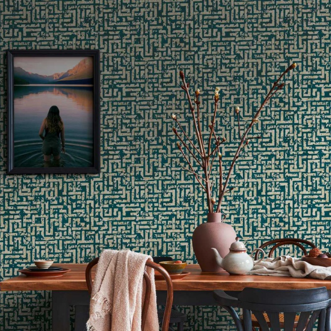 Papel Pintado Laberinto efecto envejecido - JENA 03 | MURAKE - 878613