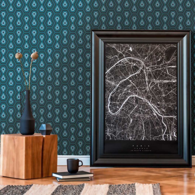 Papel Pintado Geométrico Retro - CLARENCE 02 | MURAKE - 878722