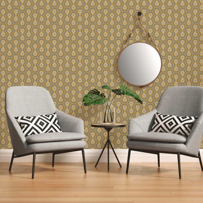 Papel Pintado Geométrico Retro - CLARENCE 04 | MURAKE - 878724