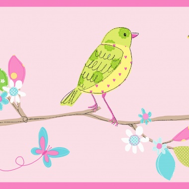 Cenefa Pájaros multicolor en rams - LABIB 01 | MURAKE - 7030-11