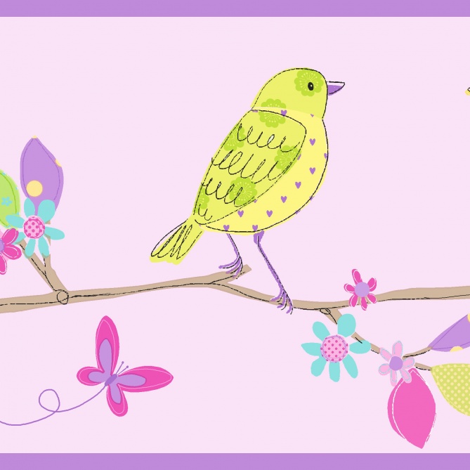 Cenefa Pájaros multicolor en rams - LABIB 02 | MURAKE - 7030-12