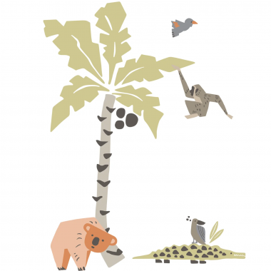 Sticker Palmera y animales gigantes - MAKIPANPA  | MURAKE - 7030-97