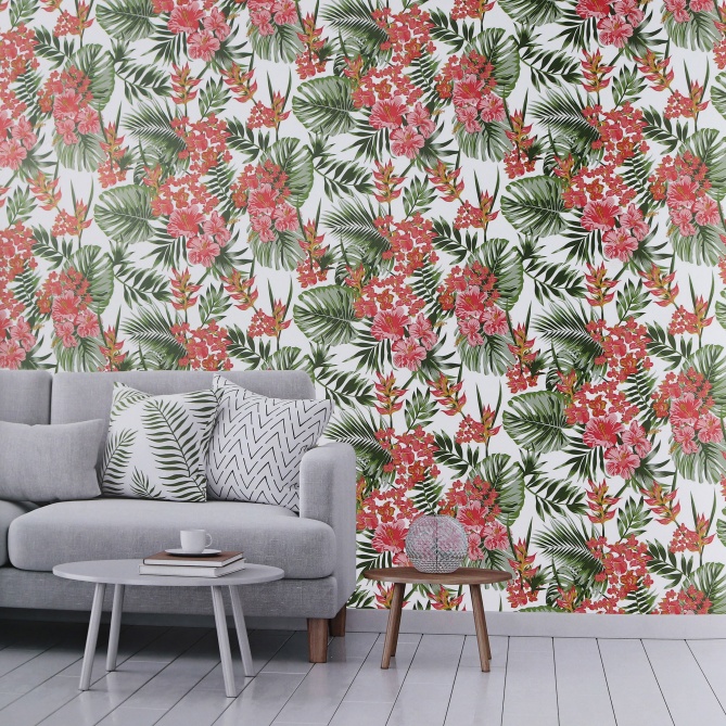 Papel Pintado Hojas y flores tropicales - ANORI 01 | MURAKE - 7020-25