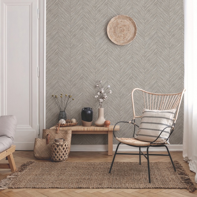 Papel Pintado Fibras naturales en espiga - MONOROM 01 | MURAKE - 83211