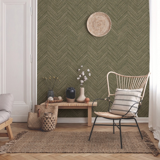 Papel Pintado Fibras naturales en espiga - MONOROM 04 | MURAKE - 83214