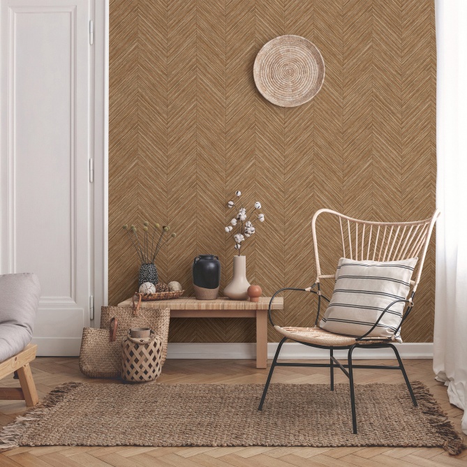 Papel Pintado Fibras naturales en espiga - MONOROM 05 | MURAKE - 83215