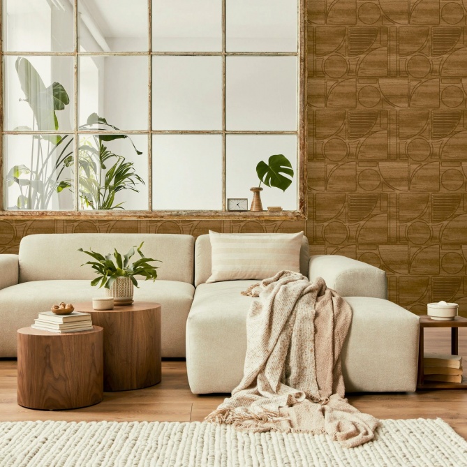 Papel Pintado Madera con diseño geométrico - DABAGA 01 | MURAKE - 83136