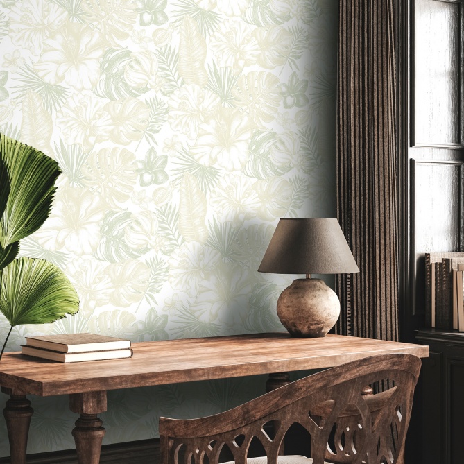 Papel Pintado Flores y hojas del trópico - CALELLA 01 | MURAKE - 86821