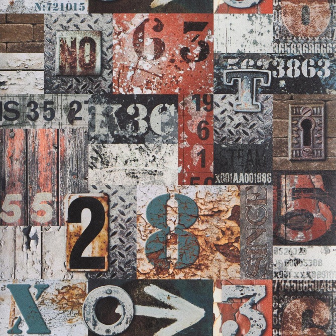 Papel Pintado Números y letras grabados en metal - SIGTUNA  | MURAKE - 11521