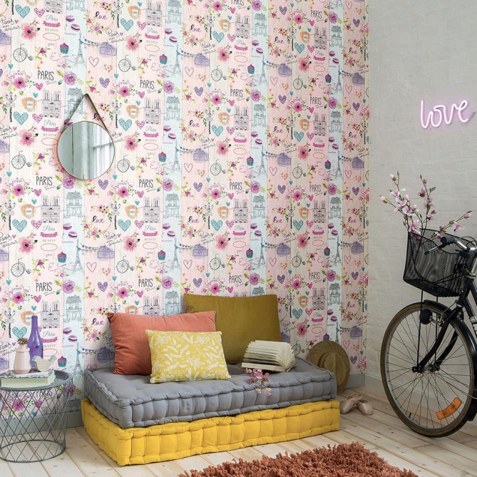 Papel Pintado Motivos románticos parisinos - SOLEURA  | MURAKE - 11525