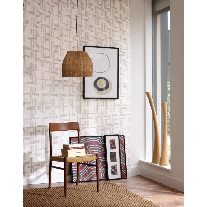 Papel Pintado Geometría étnica formada por líneas y puntos - RAMYAH  | MURAKE - 7033-77