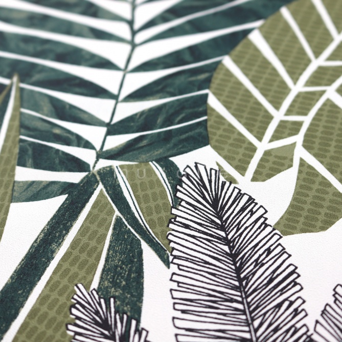 Papel Pintado Hojas de palmera grandes - OUALLAM 01 | MURAKE - 83146