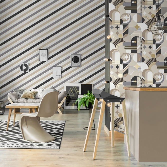 Papel Pintado Rayas en diagonal - CRANDALL 03 | MURAKE - 878933