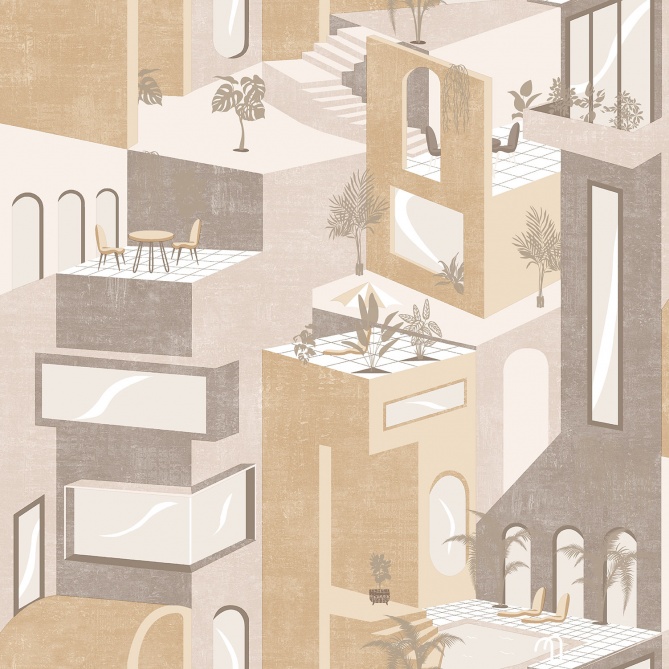 Papel Pintado Superposición de villas con terrazas - WISNER 02 | MURAKE - 878987