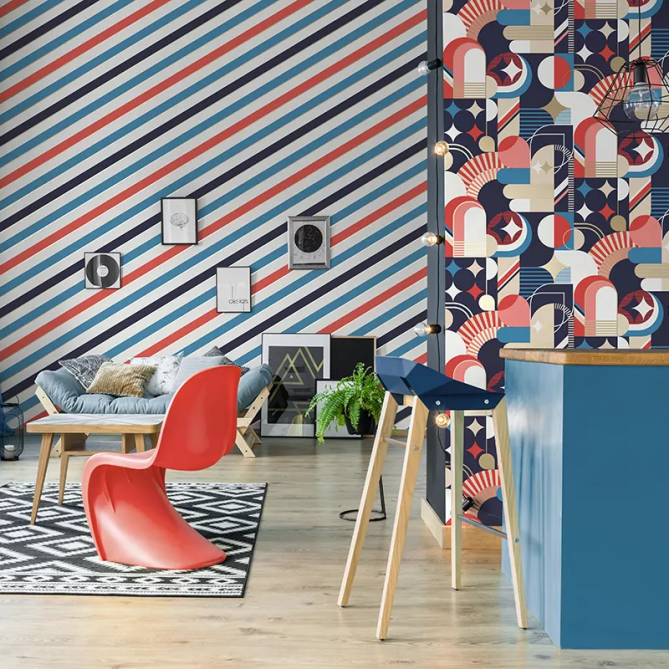 Papel Pintado Rayas en diagonal - CRANDALL 04 | MURAKE - 878934