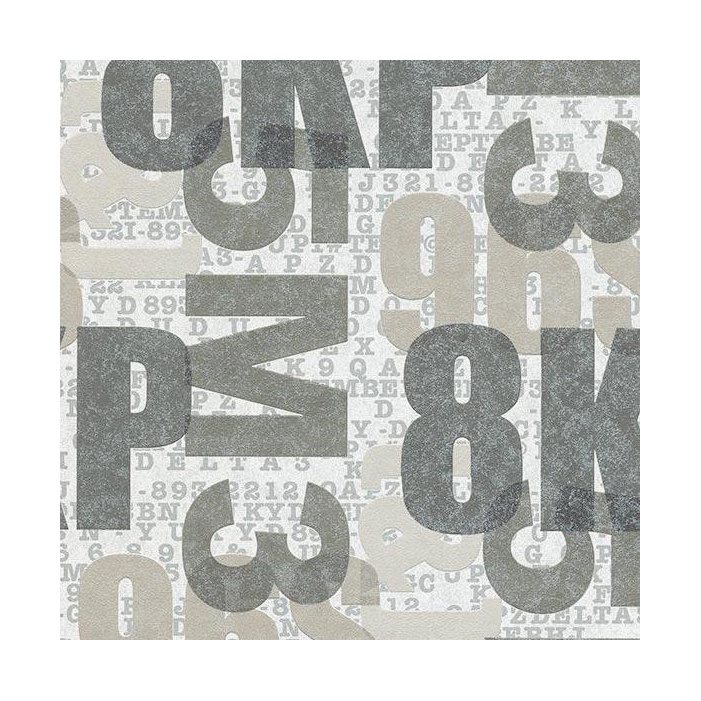Papel Pintado LETRAS/NUMEROS GRIS E696R310 - 1