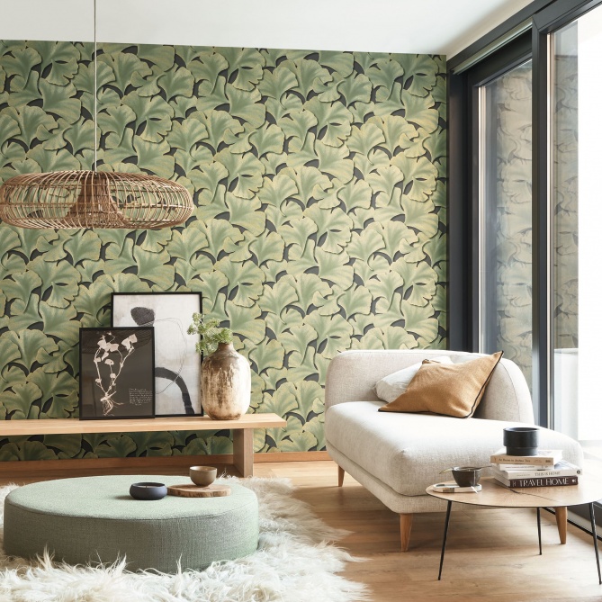 Papel Pintado Hojas de Gingko texturizadas - QANA 06 | MURAKE - 879216