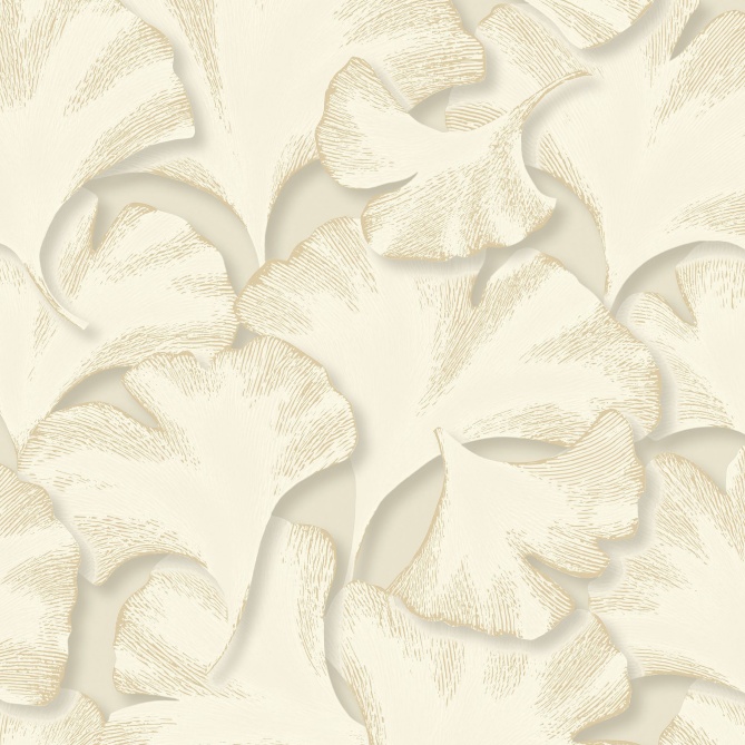 Papel Pintado Hojas de Gingko texturizadas - QANA 02 | MURAKE - 879212