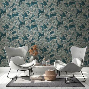 Papel Pintado Grandes hojas estilizadas - SLIMAN 01 | MURAKE - 83331