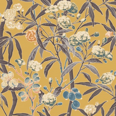 Papel Pintado Flores con frutos tropicales - COTORRO 02 | MURAKE - 5001/42