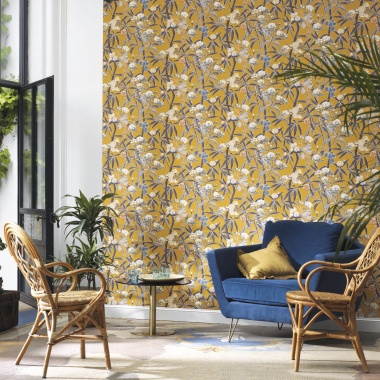 Papel Pintado Flores con frutos tropicales - COTORRO 02 | MURAKE - 5001/42