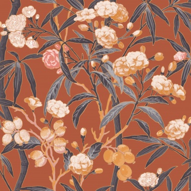 Papel Pintado Flores con frutos tropicales - COTORRO 03 | MURAKE - 5001/43