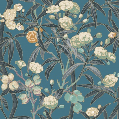 Papel Pintado Flores con frutos tropicales - COTORRO 05 | MURAKE - 5001/45