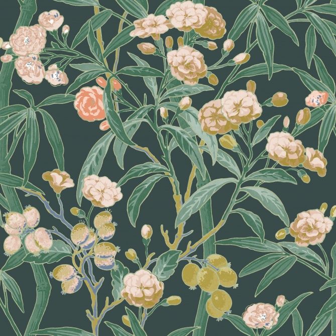 Papel Pintado Flores con frutos tropicales - COTORRO 07 | MURAKE - 5001/47