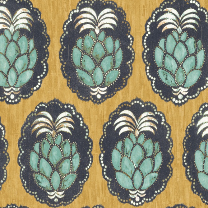 Papel Pintado Gran piña en medallones - PALMIRA 01 | MURAKE - 5001/51
