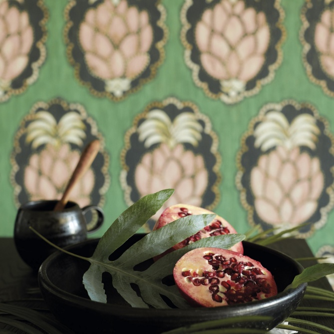 Papel Pintado Gran piña en medallones - PALMIRA 03 | MURAKE - 5001/53