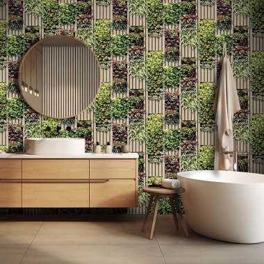 Papel Pintado Vegetación entre listones de madera - TREVISE 01 | MURAKE - 879366