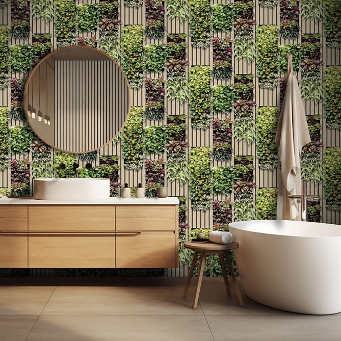 Papel Pintado Vegetación entre listones de madera - TREVISE 01 | MURAKE - 879366