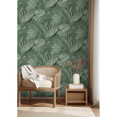 Papel Pintado Muro vegetal de hojas de palmera realistas - PLESSIS 01 | MURAKE - 879386